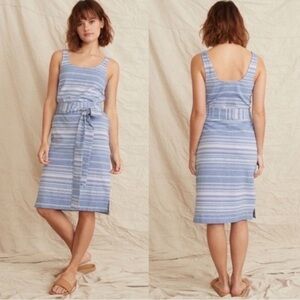 MARINE LAYER ~ Brea Blue Chambray Striped Midi Tank Dress 100% Cotton